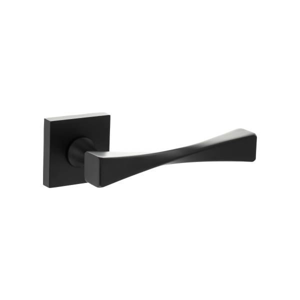 SP190MB Senza Pari Guido Lever Door Handle on Flush Square Rose - Matt Black