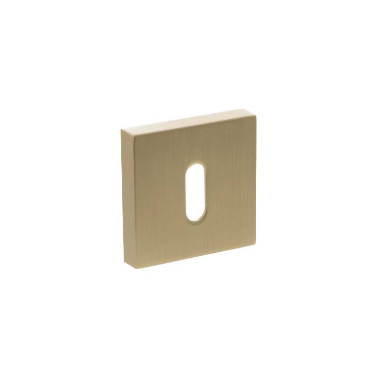 SPESCKSB Senza Pari Key Escutcheons on Minimal Square Rose - Satin Brass