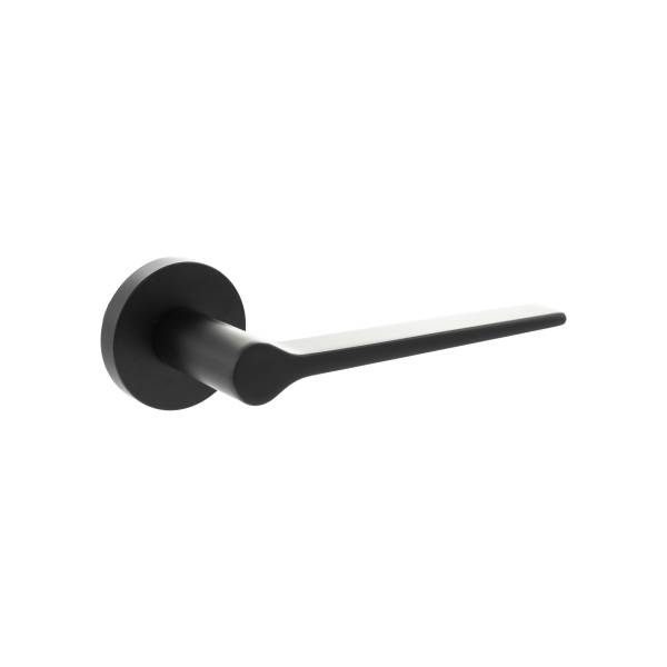 SPR180MB Senza Pari Laviano Lever Door Handle on Minimal Round Rose - Matt Black