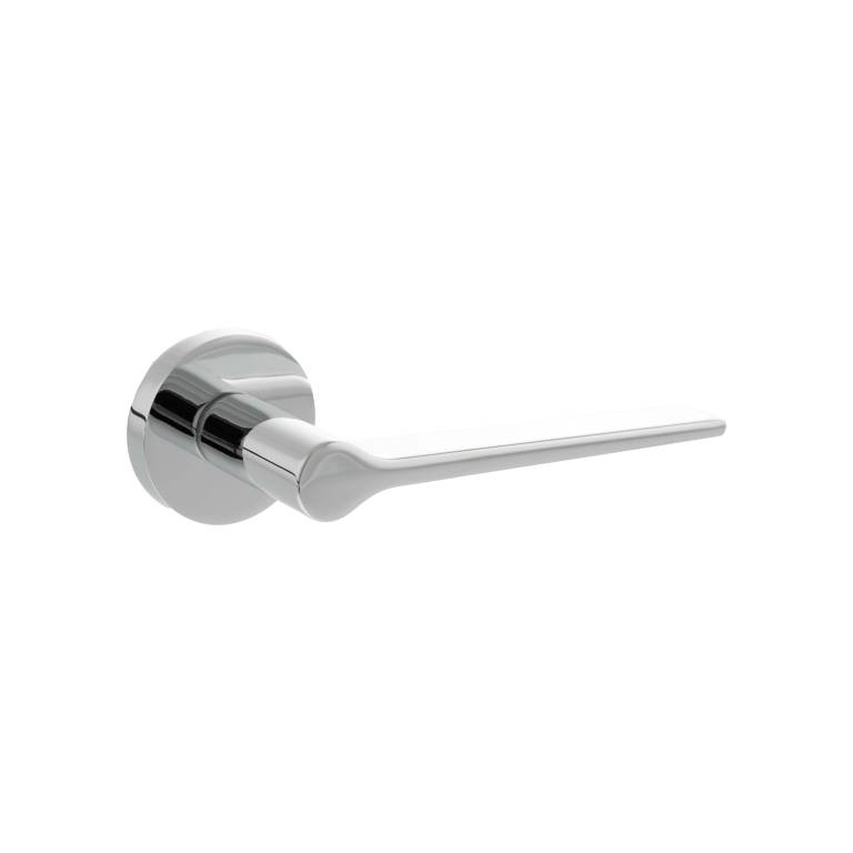 SPR180PC Senza Pari Laviano Lever Door Handle on Minimal Round Rose - Polished Chrome