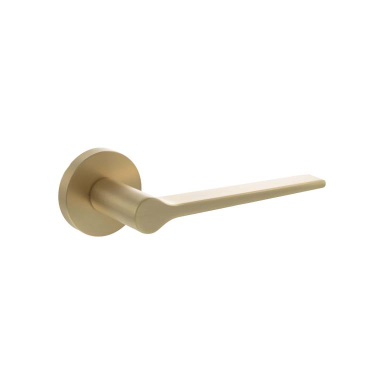 SPR180SB Senza Pari Laviano Lever Door Handle on Minimal Round Rose - Satin Brass