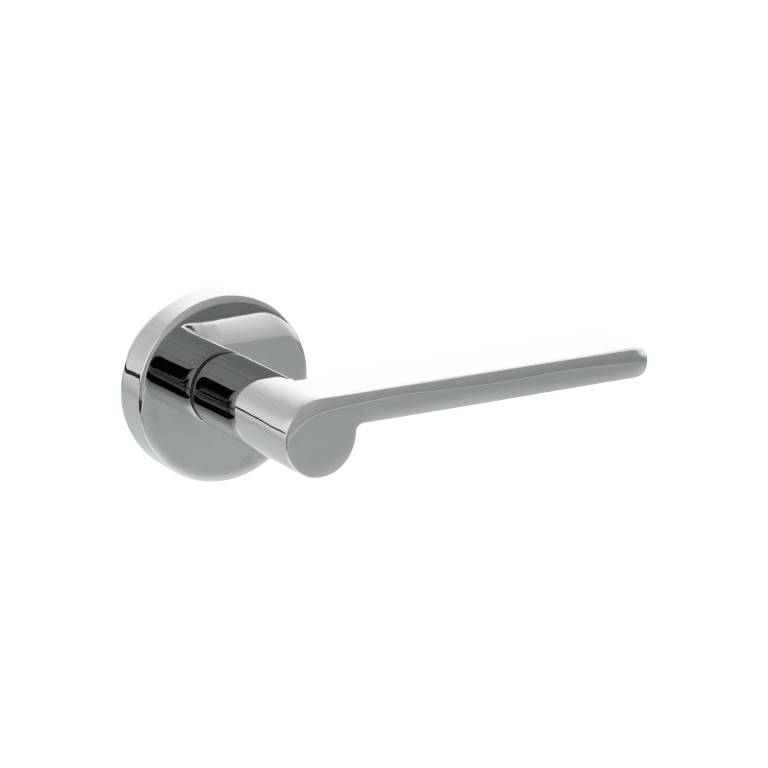 SPRO218PC Senza Pari Darrio Lever Door Handle on Round Rose - Polished Chrome