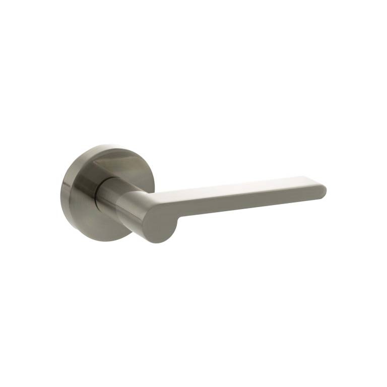 SPRO218SN Senza Pari Darrio Lever Door Handle on Round Rose - Satin Nickel