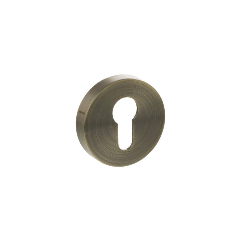 SPROESCEAB Senza Pari Euro Escutcheons on Round Rose - Antique Brass