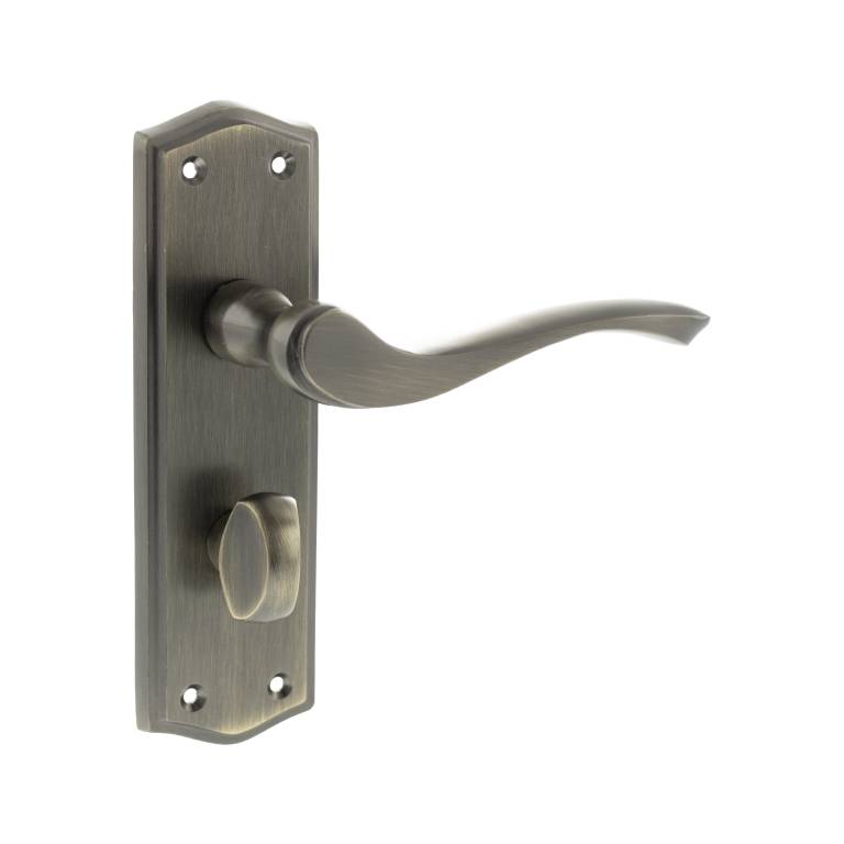 OE178WCMAB Old English Warwick WC Lever Door Handle on Backplate - Matt Antique Brass